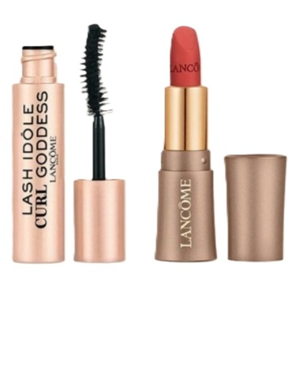 Lancome 2 pc Travel Makeup set Lash Idole Mascara, L'Absolu Rouge Lipstick New